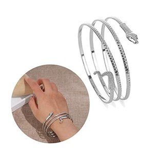Upper or Lower Silver Serpent Snake Arm Cuff